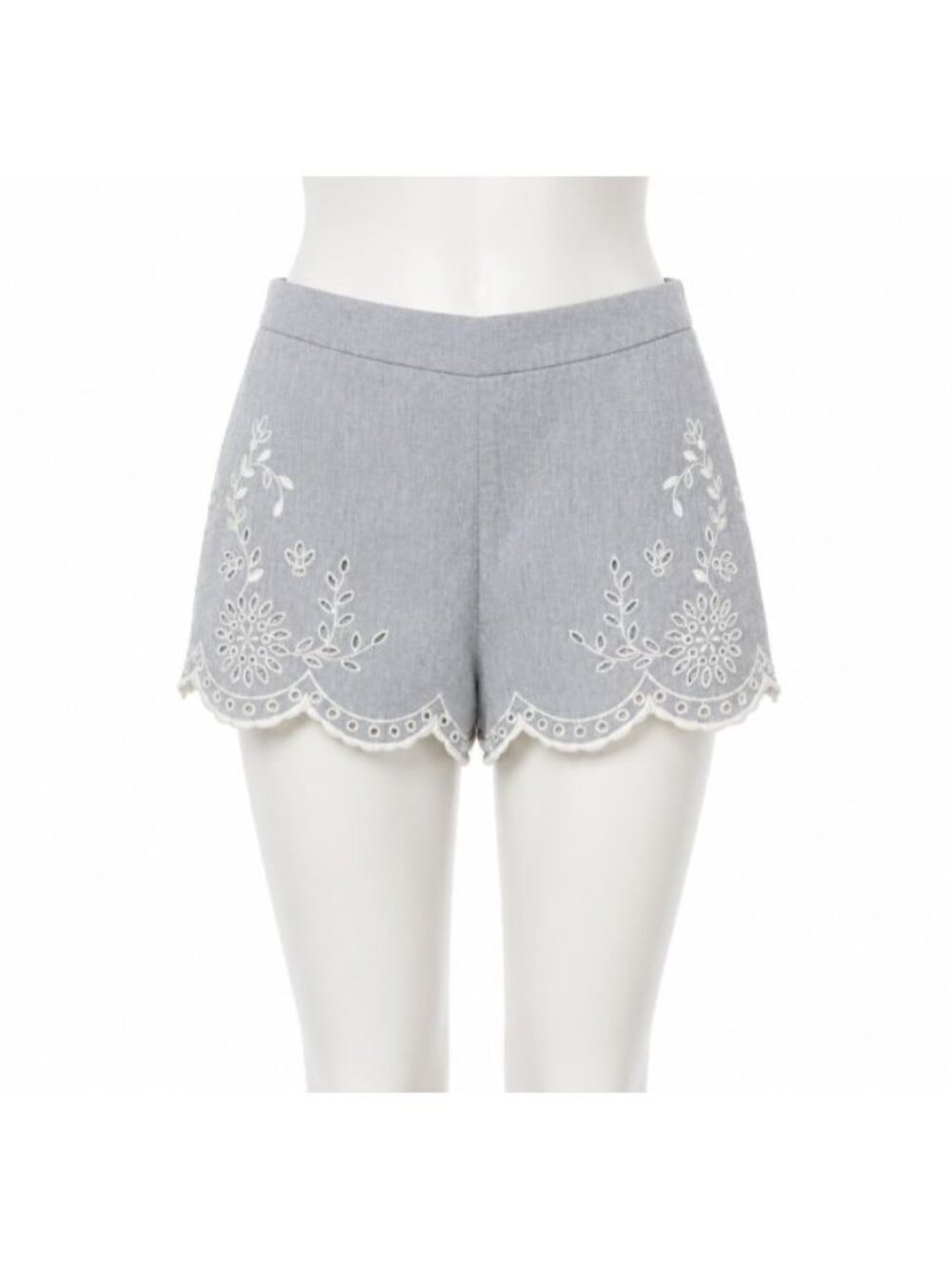 Free People Shorts 6 Linen Blend Eyelet Scalloped Hems Western Boho